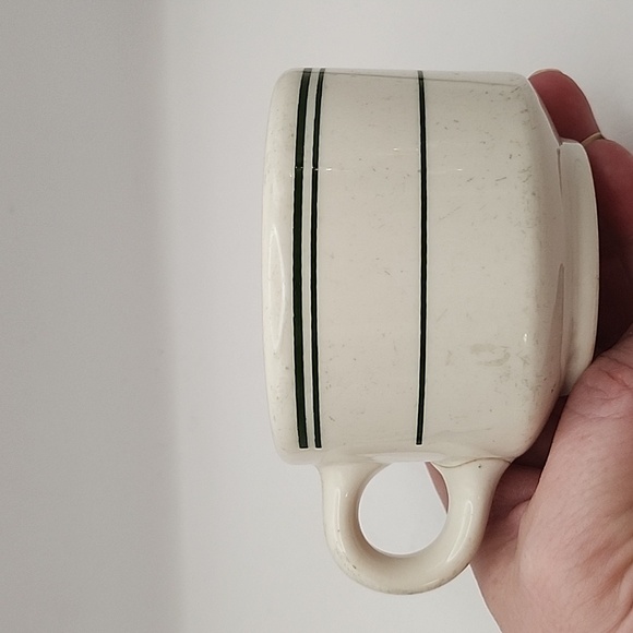 Vintage Heavy China Restaurant Ware Mugs Green Stripe 2 Count - Picture 10 of 10